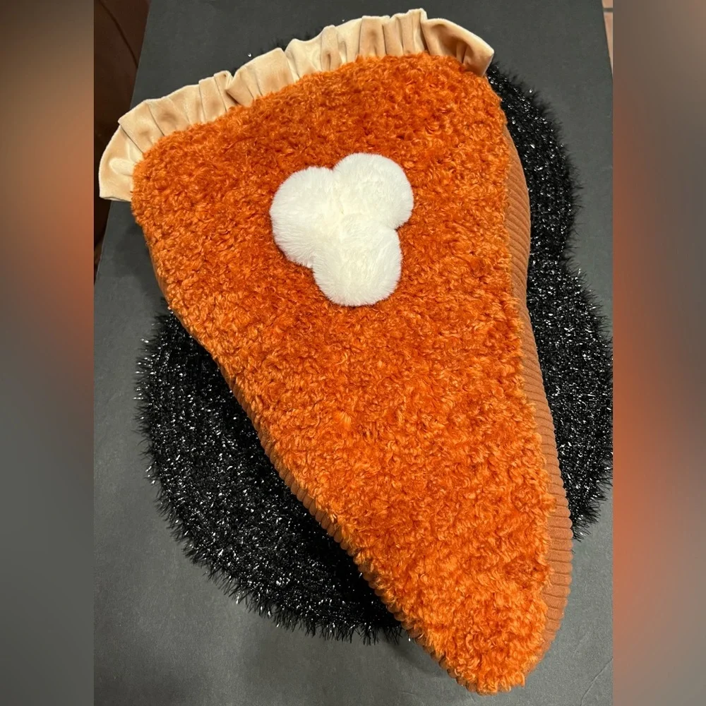 Large Slice of Pumpkin Pie Throw Pillow Whipped Cream  Fluted Crust Harvest Fall